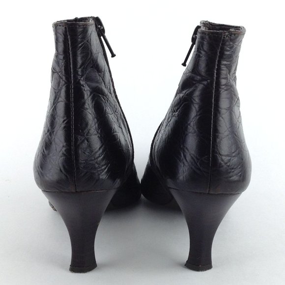 A. Giannetti Brown Croc Embossed  Italian Ankle Booties - Picture 7 of 16